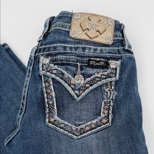 Miss Me Distressed Denim Capris with Embellished Pockets